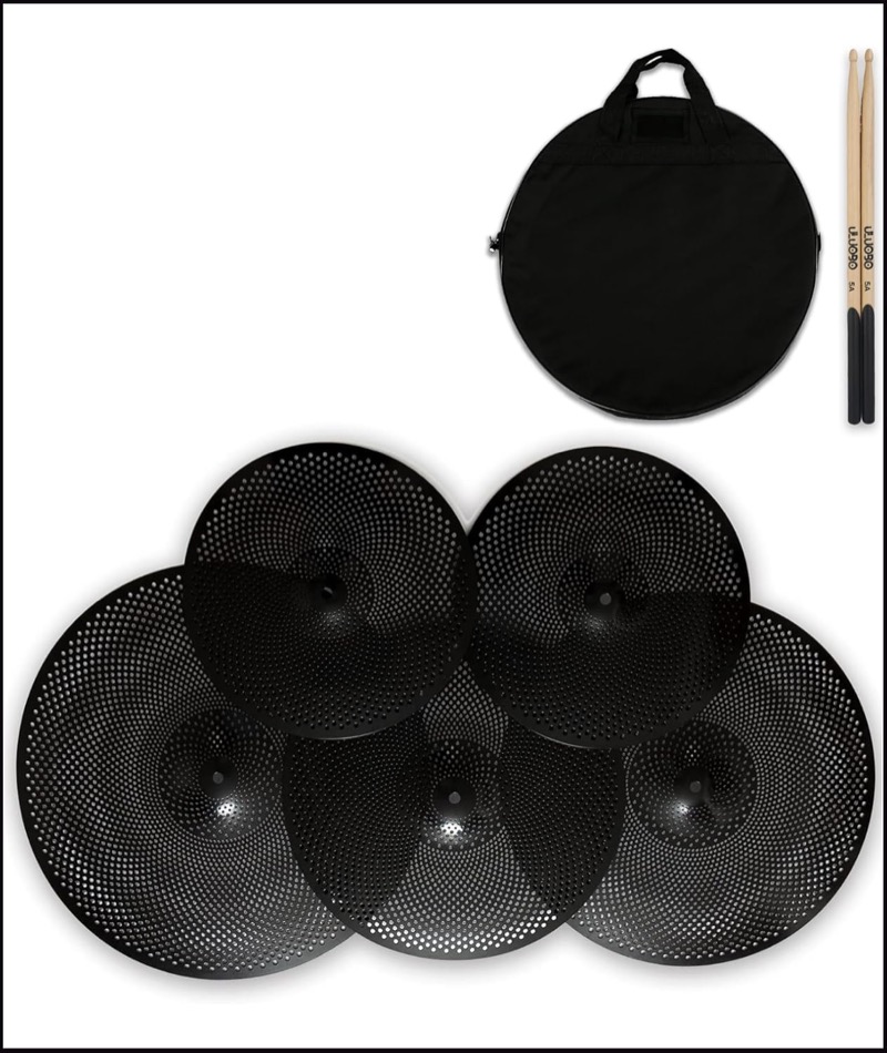 Low-volume practice cymbal pack