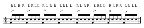 Paradiddles in 16th notes