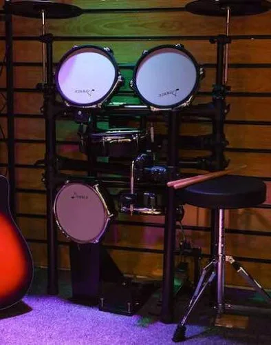 folding and storing an e-drum set when not in use