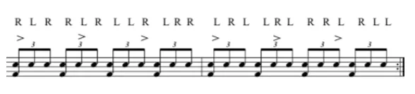 Paradiddles in triplets
