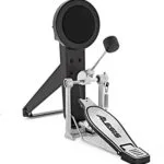 A real drum pedal hitting a sensor on a solid pad