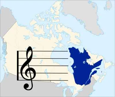 Quebec in blue on a Canadian map