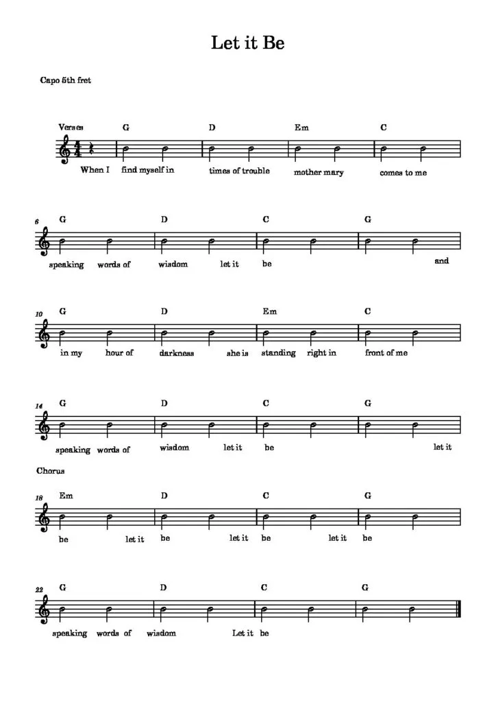 Let it Be easy guitar