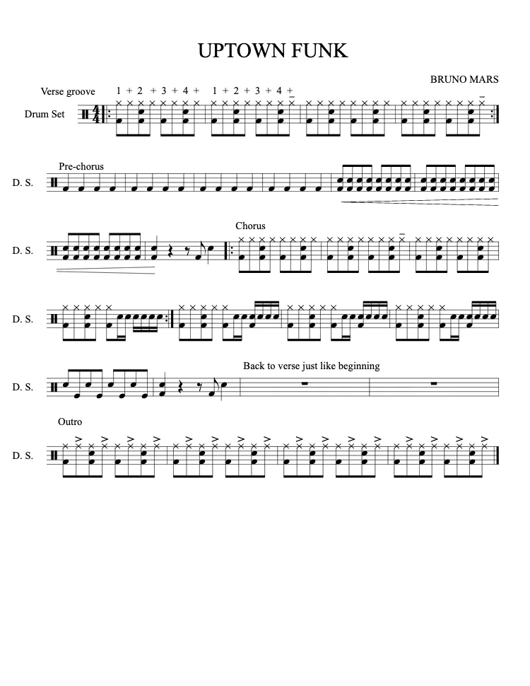 Uptown Funk - Sheet Music